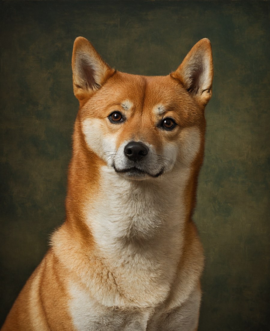 キャンバスパネルに使う肖像の見本（柴犬・油絵風）